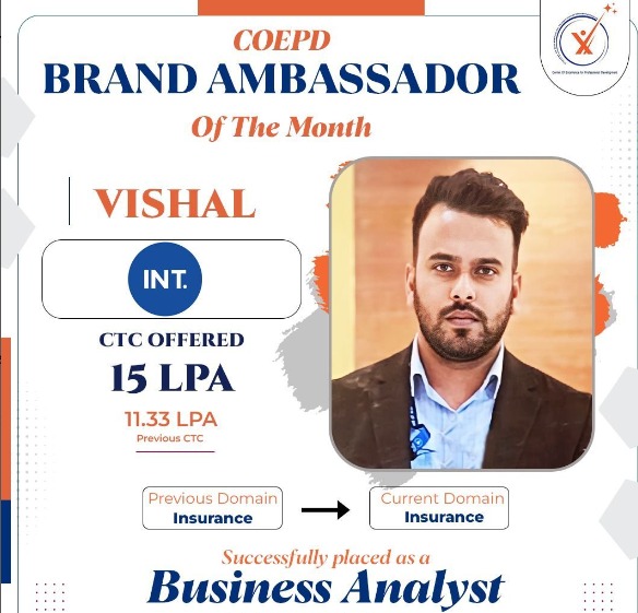 COEPD success story: Vishal — Insurance domain · 15 LPA