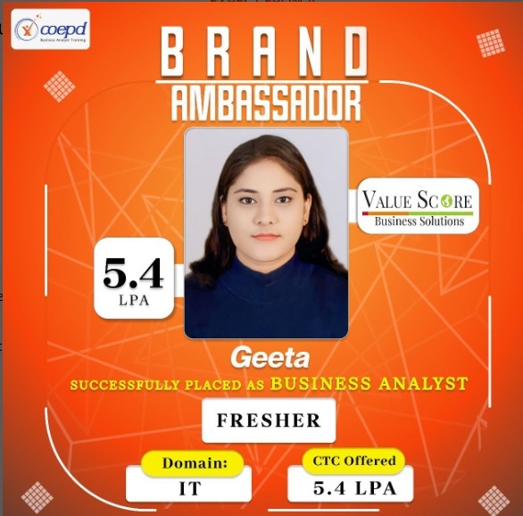 COEPD success story: Geeta — Value Score Business Solutions · 5.4 LPA