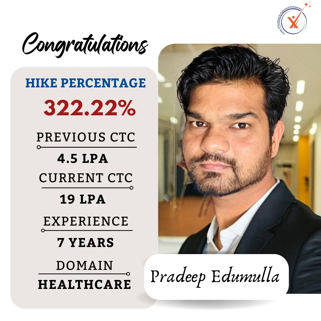 COEPD success story: Pradeep Edumulla — 322.22% hike · 19 LPA