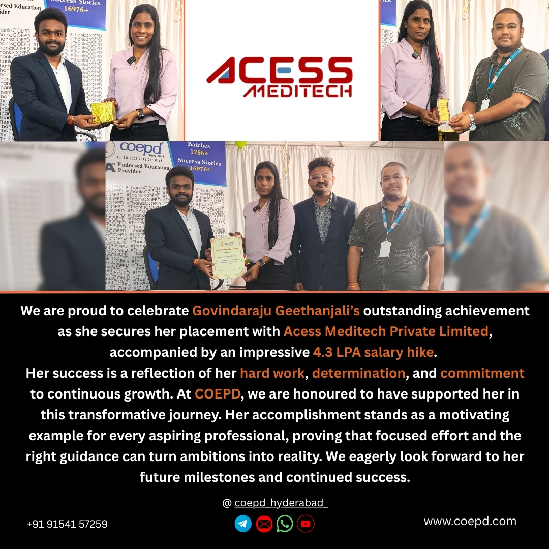 COEPD success story: Govindaraju Geethanjali — Access Meditech · Career success