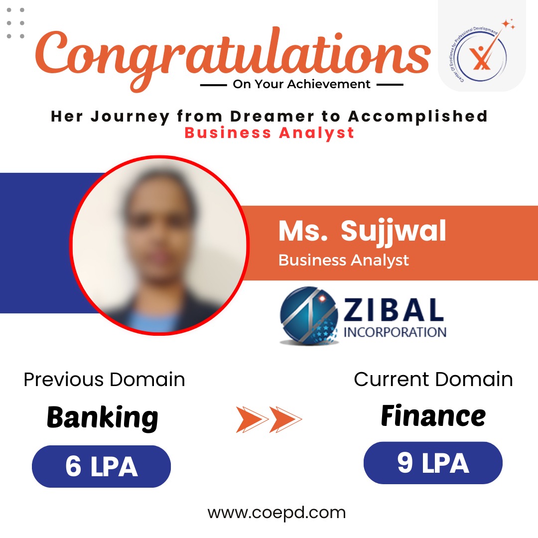 COEPD success story: Ms. Sujjwal — Zibal Incorporation · 9 LPA