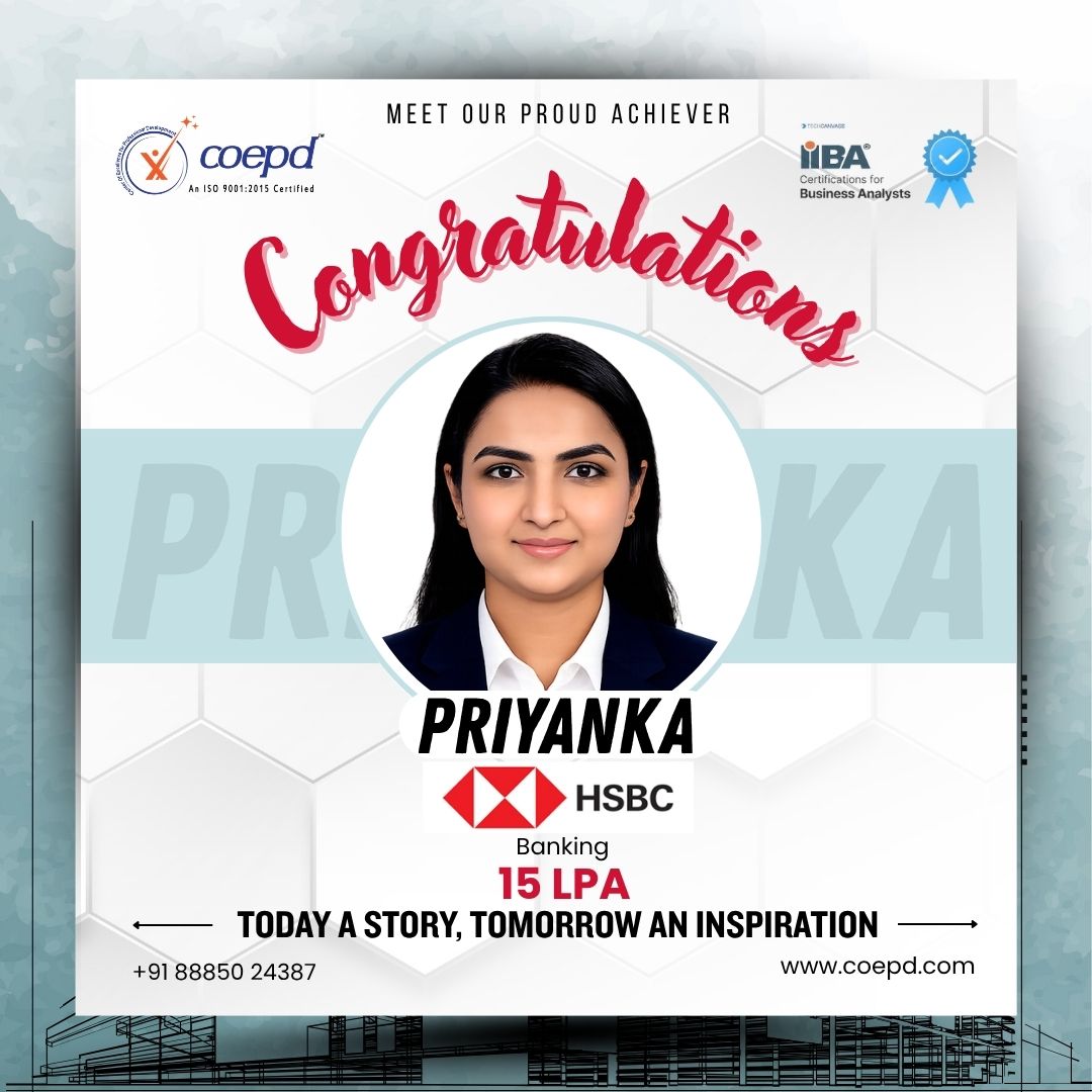 COEPD success story: Priyanka — HSBC · 15 LPA